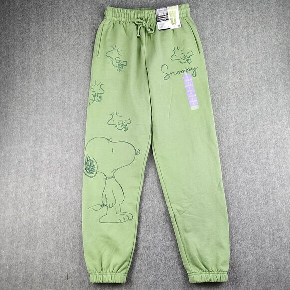 Freeze NY Peanuts Women S Fleece Jogger Tonal Embroidery Green NWT - Picture 1 of 15